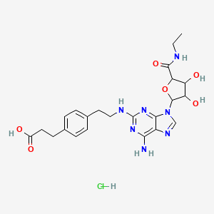 3-[4-[2-[[6-amino-9-[5-(ethylcarbamoyl)-3,4-dihydroxyoxolan-2-yl]purin-2-yl]amino]ethyl]phenyl]propanoic acid;hydrochloride