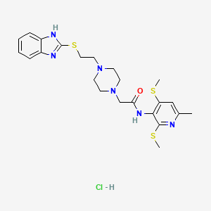 2-(4-(2-((1H-Benzo[d]imidazol-2-yl)thio)ethyl)piperazin-1-yl)-N-(6-methyl-2,4-bis(methylthio)pyridin-3-yl)acetamide hydrochloride