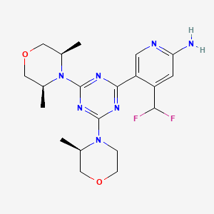 4-(difluoromethyl)-5-[4-[(3S,5R)-3,5-dimethylmorpholin-4-yl]-6-[(3R)-3-methylmorpholin-4-yl]-1,3,5-triazin-2-yl]pyridin-2-amine