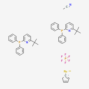 molecular formula C49H52F6N3P3Ru B11927625 Acetonitrilebis[2-diphenylphosphino-6-T-butylpyridine]cyclopentadienylruthenium(II) hexafluorophosphate 