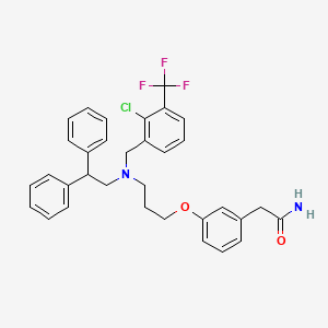 molecular formula C33H32ClF3N2O2 B11927828 2-(3-{3-[(2-Chloro-3-trifluoromethyl-benzyl)-diphenylethyl-amino]-propoxy}-phenyl)-acetamide 