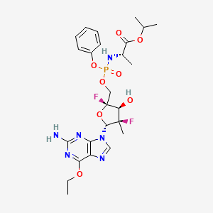 propan-2-yl (2S)-2-[[[(2S,3S,4R,5R)-5-(2-amino-6-ethoxypurin-9-yl)-2,4-difluoro-3-hydroxy-4-methyloxolan-2-yl]methoxy-phenoxyphosphoryl]amino]propanoate