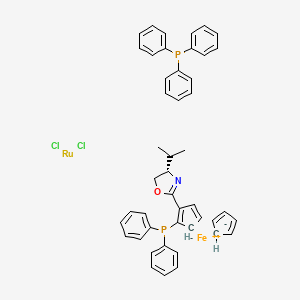 molecular formula C46H43Cl2FeNOP2Ru B11928279 Cyclopenta-1,3-diene;dichlororuthenium;diphenyl-[2-[(4S)-4-propan-2-yl-4,5-dihydro-1,3-oxazol-2-yl]cyclopenta-1,3-dien-1-yl]phosphane;iron(2+);triphenylphosphane 