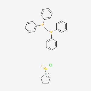 molecular formula C30H27ClP2Ru B11928285 Chlororuthenium(1+);cyclopenta-1,3-diene;diphenylphosphanylmethyl(diphenyl)phosphane 