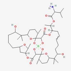 [1-[1-(11,31-Dihydroxy-12,12,16,25,32,32,36-heptamethyl-3,22-dioxo-4,18,20,23,26,37,38,40,41-nonaoxa-19-boranuidaheptacyclo[17.17.1.11,33.12,19.113,17.124,27.017,21]hentetracont-7-en-5-yl)ethoxy]-3-methyl-1-oxobutan-2-yl]azanium