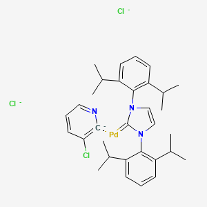 molecular formula C32H39Cl3N3Pd-3 B11928417 [1,3-bis[2,6-di(propan-2-yl)phenyl]imidazol-2-ylidene]palladium;3-chloro-2H-pyridin-2-ide;dichloride 