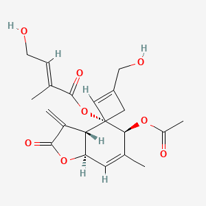 molecular formula C22H28O8 B11928675 [(3aR,4R,6E,9R,10Z,11aR)-9-acetyloxy-6-(hydroxymethyl)-10-methyl-3-methylidene-2-oxo-3a,4,5,8,9,11a-hexahydrocyclodeca[b]furan-4-yl] (E)-4-hydroxy-2-methylbut-2-enoate 