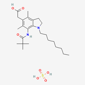 2-[7-(2,2-dimethylpropanoylamino)-4,6-dimethyl-1-octyl-2,3-dihydroindol-5-yl]acetic acid;sulfuric acid