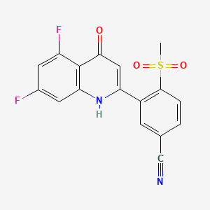 molecular formula C17H10F2N2O3S B11928845 3-(5,7-difluoro-4-oxo-1H-quinolin-2-yl)-4-methylsulfonylbenzonitrile CAS No. 2924573-90-8