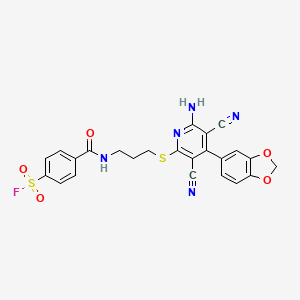 4-((3-((6-Amino-4-(benzo[d][1,3]dioxol-5-yl)-3,5-dicyanopyridin-2-yl)thio)propyl)carbamoyl)benzenesulfonyl fluoride