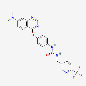 molecular formula C24H21F3N6O2 B11928895 1-[4-[7-(Dimethylamino)quinazolin-4-yl]oxyphenyl]-3-[[6-(trifluoromethyl)pyridin-3-yl]methyl]urea 