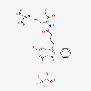 methyl 5-(diaminomethylideneamino)-2-[4-(5,7-difluoro-2-phenyl-1H-indol-3-yl)butanoylamino]pentanoate;2,2,2-trifluoroacetic acid