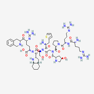 molecular formula C59H89N19O13S B11929170 (2S)-2-[[(3aS,7aS)-2,3,3a,4,5,6,7,7a-octahydro-1H-indole-2-carbonyl]-[(2S)-2-[[2-[[(2S)-1-[(2S)-2-[[(2R)-2-amino-5-(diaminomethylideneamino)pentanoyl]amino]-5-(diaminomethylideneamino)pentanoyl]pyrrolidine-2-carbonyl]-[(4R)-4-hydroxypyrrolidine-2-carbonyl]amino]acetyl]-[(2S)-2-amino-3-thiophen-2-ylpropanoyl]amino]-3-hydroxypropanoyl]amino]-5-(diaminomethylideneamino)-6-oxo-6-(1,2,3,4-tetrahydroisoquinolin-3-yl)hexanoic acid 