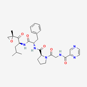 N-[2-[(2S)-2-[[(2S)-1-[[(2S)-4-methyl-1-[(2R)-2-methyloxiran-2-yl]-1-oxopentan-2-yl]amino]-1-oxo-3-phenylpropan-2-yl]carbamoyl]pyrrolidin-1-yl]-2-oxoethyl]pyrazine-2-carboxamide