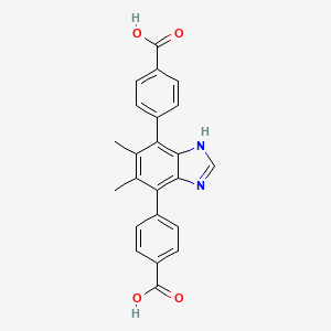 molecular formula C23H18N2O4 B11929296 4,4'-(5,6-Dimethyl-1H-benzo[d]imidazole-4,7-diyl)dibenzoic acid 