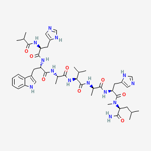 molecular formula C45H65N13O8 B11929298 isobutyryl-His-Trp-Ala-Val-D-Ala-His-N(Me)Leu-NH2 