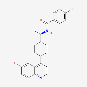 molecular formula C24H24ClFN2O B11929407 4-chloro-N-[(1R)-1-[4-(6-fluoroquinolin-4-yl)cyclohexyl]ethyl]benzamide 