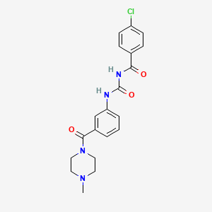 molecular formula C20H21ClN4O3 B1192943 4-Chloro-N-((3-(4-methylpiperazine-1-carbonyl)phenyl)carbamoyl)benzamide 