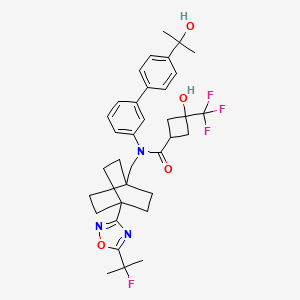 N-[[4-[5-(2-fluoropropan-2-yl)-1,2,4-oxadiazol-3-yl]-1-bicyclo[2.2.2]octanyl]methyl]-3-hydroxy-N-[3-[4-(2-hydroxypropan-2-yl)phenyl]phenyl]-3-(trifluoromethyl)cyclobutane-1-carboxamide