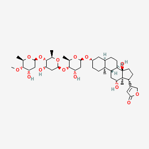 3-[(3S,5R,8R,9S,10S,12R,13S,14R,17R)-12,14-dihydroxy-3-[(2R,4S,5S,6R)-4-hydroxy-5-[(2S,4S,5S,6R)-4-hydroxy-5-[(2S,4S,5S,6R)-4-hydroxy-5-methoxy-6-methyloxan-2-yl]oxy-6-methyloxan-2-yl]oxy-6-methyloxan-2-yl]oxy-10,13-dimethyl-1,2,3,4,5,6,7,8,9,11,12,15,16,17-tetradecahydrocyclopenta[a]phenanthren-17-yl]-2H-furan-5-one