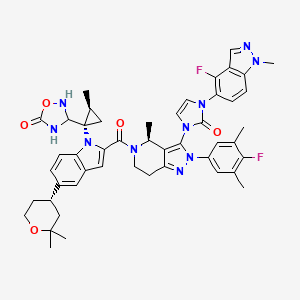 3-[(1S,2S)-1-[5-[(4S)-2,2-dimethyloxan-4-yl]-2-[(4S)-2-(4-fluoro-3,5-dimethylphenyl)-3-[3-(4-fluoro-1-methylindazol-5-yl)-2-oxoimidazol-1-yl]-4-methyl-6,7-dihydro-4H-pyrazolo[4,3-c]pyridine-5-carbonyl]indol-1-yl]-2-methylcyclopropyl]-1,2,4-oxadiazolidin-5-one