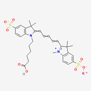 molecular formula C32H37KN2O8S2 B11929656 Potassium;1-(5-carboxypentyl)-3,3-dimethyl-2-[5-(1,3,3-trimethyl-5-sulfonatoindol-1-ium-2-yl)penta-2,4-dienylidene]indole-5-sulfonate 