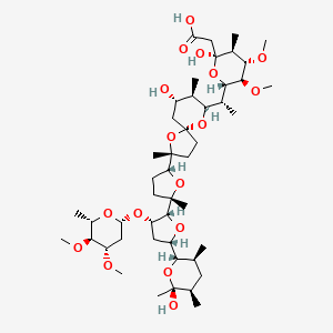 2-[(2S,3S,4S,5R,6S)-6-[(1R)-1-[(2R,5R,7S,8R,9S)-2-[(2R,5S)-5-[(2R,3S,5S)-3-[(2R,4S,5S,6S)-4,5-dimethoxy-6-methyloxan-2-yl]oxy-5-[(2S,3S,5R,6S)-6-hydroxy-3,5,6-trimethyloxan-2-yl]oxolan-2-yl]-5-methyloxolan-2-yl]-7-hydroxy-2,8-dimethyl-1,10-dioxaspiro[4.5]decan-9-yl]ethyl]-2-hydroxy-4,5-dimethoxy-3-methyloxan-2-yl]acetic acid