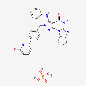 5-Anilino-4-[[4-(6-fluoropyridin-2-yl)phenyl]methyl]-8-methyl-1,3,4,8,10-pentazatetracyclo[7.6.0.02,6.011,15]pentadeca-2,5,9-trien-7-one;phosphoric acid