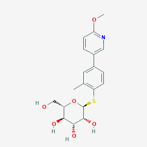 molecular formula C19H23NO6S B11930173 (2S,3R,4R,5R,6S)-2-(hydroxymethyl)-6-[4-(6-methoxypyridin-3-yl)-2-methylphenyl]sulfanyloxane-3,4,5-triol 