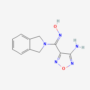 molecular formula C11H11N5O2 B1193030 (4-Amino-1,2,5-oxadiazol-3-yl)(isoindolin-2-yl)methanone oxime 