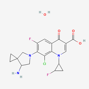 molecular formula C19H20ClF2N3O4 B11930589 3-Quinolinecarboxylic acid, 7-[(7S)-7-amino-5-azaspiro[2.4]hept-5-yl]-8-chloro-6-fluoro-1-[(1R,2S)-2-fluorocyclopropyl]-1,4-dihydro-4-oxo-, hydrate 