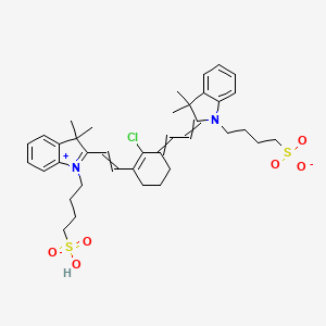 molecular formula C38H47ClN2O6S2 B11930686 4-(2-((E)-2-((E)-2-chloro-3-(2-((E)-3,3-dimethyl-1-(4-sulfobutyl)indolin-2-ylidene)ethylidene)cyclohex-1-en-1-yl)vinyl)-3,3-dimethyl-3H-indol-1-ium-1-yl)butane-1-sulfonate 