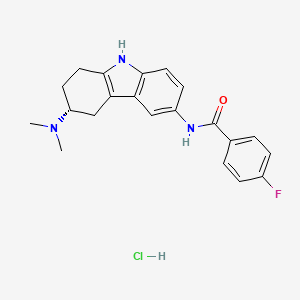molecular formula C21H23ClFN3O B1193075 (R)-N-(3-(二甲氨基)-2,3,4,9-四氢-1H-咔唑-6-基)-4-氟苯甲酰胺盐酸盐 CAS No. 186544-26-3