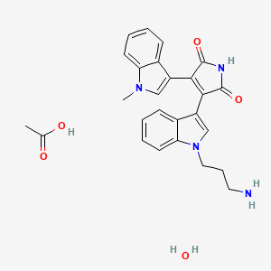 molecular formula C26H28N4O5 B11930774 acetic acid;3-[1-(3-aminopropyl)indol-3-yl]-4-(1-methylindol-3-yl)pyrrole-2,5-dione;hydrate 