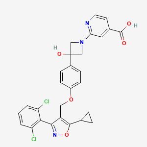 molecular formula C28H23Cl2N3O5 B11930809 2-[3-[4-[[5-cyclopropyl-3-(2,6-dichlorophenyl)-1,2-oxazol-4-yl]methoxy]phenyl]-3-hydroxyazetidin-1-yl]pyridine-4-carboxylic acid 