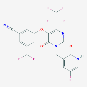 5-(Difluoromethyl)-3-({1-[(5-fluoro-2-oxo-1,2-dihydropyridin-3-yl)methyl]-6-oxo-4-(1,1,2,2-tetrafluoroethyl)-1,6-dihydropyrimidin-5-yl}oxy)-2-methylbenzonitrile