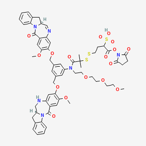 4-[[1-[3-[[(12aS)-8-methoxy-6-oxo-12a,13-dihydroindolo[2,1-c][1,4]benzodiazepin-9-yl]oxymethyl]-5-[[(12aS)-8-methoxy-6-oxo-11,12,12a,13-tetrahydroindolo[2,1-c][1,4]benzodiazepin-9-yl]oxymethyl]-N-[2-[2-(2-methoxyethoxy)ethoxy]ethyl]anilino]-2-methyl-1-oxopropan-2-yl]disulfanyl]-1-(2,5-dioxopyrrolidin-1-yl)oxy-1-oxobutane-2-sulfonic acid