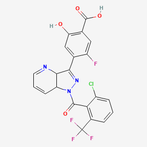 4-{1-[2-chloro-6-(trifluoromethyl)benzoyl]-1H,3aH,7aH-pyrazolo[4,3-b]pyridin-3-yl}-5-fluoro-2-hydroxybenzoic acid