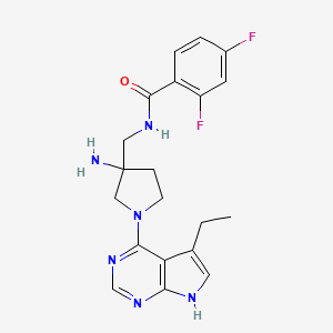 molecular formula C20H22F2N6O B11931148 Benzamide,n-((3-amino-1-(5-ethyl-7h-pyrrolo[2,3-d]pyrimidin-4-yl)-3-pyrrolidinyl)methyl)-2,4-difluoro- 