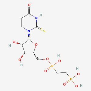 molecular formula C11H18N2O10P2S B1193120 2-[[(2R,3R,4S,5R)-3,4-二羟基-5-(4-氧代-2-巯基亚磺基嘧啶-1-基)氧杂环-2-基]甲氧基-羟基磷酰基]乙基膦酸 