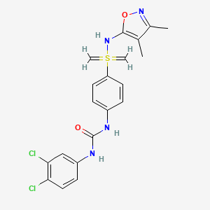 molecular formula C20H20Cl2N4O2S B1193122 1-(3,4-Dichlorophenyl)-3-[4-[[(3,4-dimethyl-1,2-oxazol-5-yl)amino]-dimethylidene-lambda6-sulfanyl]phenyl]urea 