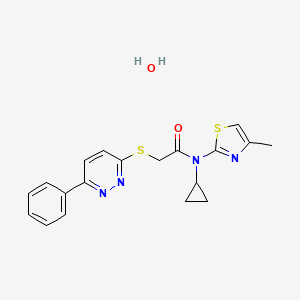 molecular formula C19H20N4O2S2 B11931243 N-cyclopropyl-N-(4-methyl-1,3-thiazol-2-yl)-2-(6-phenylpyridazin-3-yl)sulfanylacetamide;hydrate 