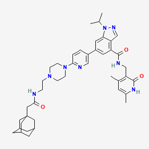 molecular formula C42H54N8O3 B1193130 6-[6-[4-[2-[[2-(1-金刚烷基)乙酰]氨基]乙基]哌嗪-1-基]吡啶-3-基]-N-[(4,6-二甲基-2-氧代-1H-吡啶-3-基)甲基]-1-丙-2-基吲唑-4-甲酰胺 CAS No. 2225938-17-8