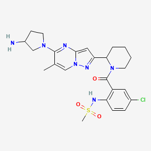 molecular formula C24H30ClN7O3S B11931310 N-[2-[2-[5-(3-aminopyrrolidin-1-yl)-6-methylpyrazolo[1,5-a]pyrimidin-2-yl]piperidine-1-carbonyl]-4-chlorophenyl]methanesulfonamide 