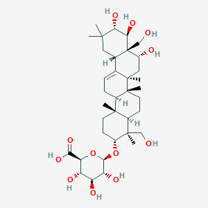 molecular formula C36H58O12 B11931320 (2S,3S,4S,5R,6R)-6-[[(3R,4S,4aR,6aR,6bS,8R,8aR,9S,10S,12aS,14aR,14bR)-8,9,10-trihydroxy-4,8a-bis(hydroxymethyl)-4,6a,6b,11,11,14b-hexamethyl-1,2,3,4a,5,6,7,8,9,10,12,12a,14,14a-tetradecahydropicen-3-yl]oxy]-3,4,5-trihydroxyoxane-2-carboxylic acid 