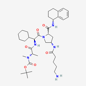 tert-butyl N-[(2S)-1-[[(1S)-2-[(2S,4S)-4-(5-aminopentanoylamino)-2-[[(1R)-1,2,3,4-tetrahydronaphthalen-1-yl]carbamoyl]pyrrolidin-1-yl]-1-cyclohexyl-2-oxoethyl]amino]-1-oxopropan-2-yl]-N-methylcarbamate