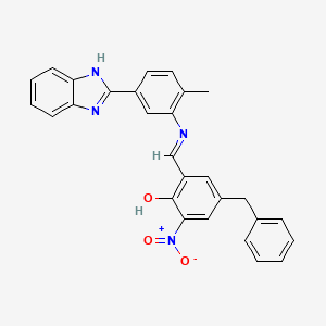 molecular formula C28H22N4O3 B11931581 2-(((5-(1H-Benzo[d]imidazol-2-yl)-2-methylphenyl)imino)methyl)-4-benzyl-6-nitrophenol 