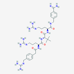 molecular formula C36H57N15O4 B1193187 4-guanidinomethyl-phenylacteyl-Arg-Tle-Arg-4-amidinobenzylamide 