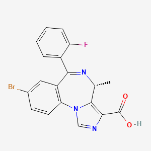 molecular formula C19H13BrFN3O2 B1193190 (R)-8-Bromo-6-(2-fluorophenyl)-4-methyl-4H-benzo[f]imidazo[1,5-a][1,4]diazepine-3-carboxylic acid 