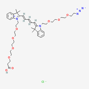 molecular formula C44H62ClN5O9 B1193200 3-[2-[2-[2-[2-[2-[(1E,3E,5E)-5-[1-[2-[2-[2-(2-azidoethoxy)ethoxy]ethoxy]ethyl]-3,3-dimethylindol-2-ylidene]penta-1,3-dienyl]-3,3-dimethylindol-1-ium-1-yl]ethoxy]ethoxy]ethoxy]ethoxy]propanoic acid;chloride 